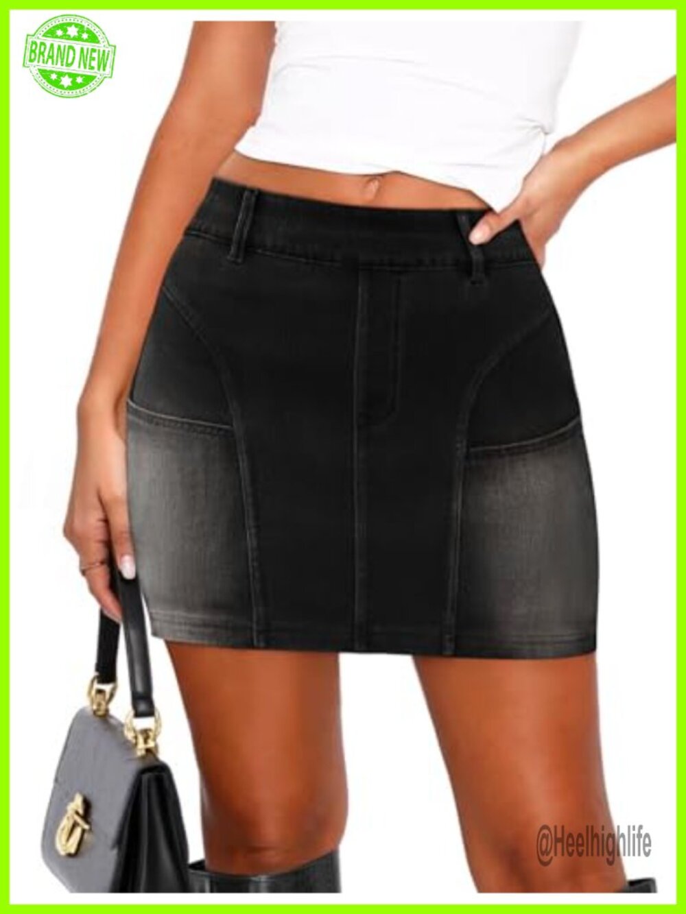 Women's Low Rise Washed Denim Bodycon Mini Skirt Stretch Cotton Blend Y2K with